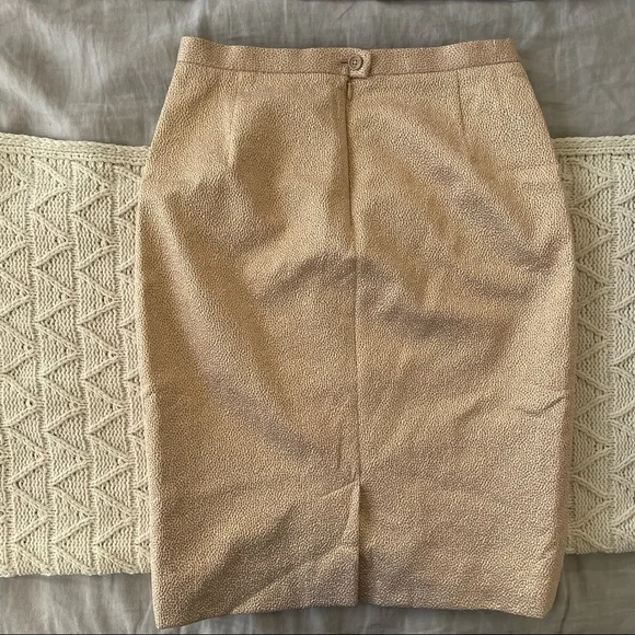 Dolce & Gabbana Matte Gold Cloque Knit Pencil Skirt